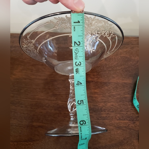 Set of 2 Crystal Pedestal Compote Dishes with Silver Inlay - Picture 8 of 8